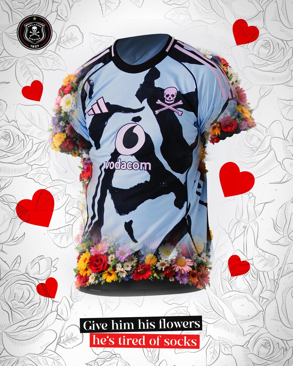 orlandopirates's tweet image. This Valentine’s, skip the 🧦🧦.

Give him his 💐 - an @orlandopirates jersey. From the iconic 2016/17 to the latest 25/26 Third Kit.

🛍️Shop Now while stock lasts
🛒 piratesshop.co.za

🖤🤍❤️⭐
#OrlandoPirates
#OnceAlways