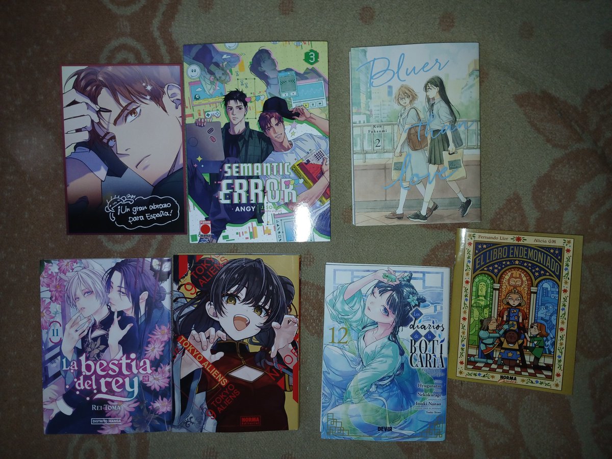 Me ha llegado un nuevo pedido de #NormaComics 😍

☆ Semantic Error 3 <a href="/MangaPaniniEsp/">PANINI_Manga</a> 
☆ Los diarios de la boticaria 12 <a href="/DevirManga_SP/">Devir Manga</a> 
☆ La bestia del rey 11 <a href="/distritomangaED/">Distrito Manga</a> 
☆ Bluer than love 2 <a href="/NormaEdManga/">NormaEdManga</a> 
☆ Tokyo Aliens 9 <a href="/NormaEdManga/">NormaEdManga</a>
