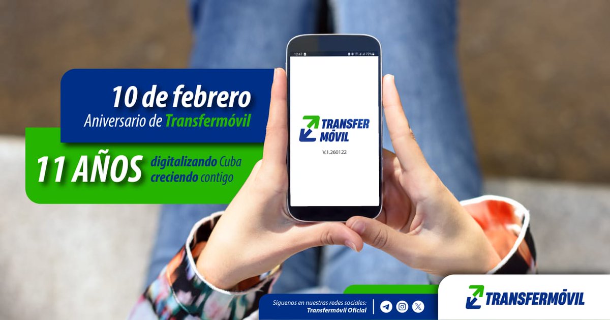 Muchas felicidades al colectivo de #Transfermóvil de <a href="/ETECSA_Cuba/">ETECSA</a> en su #Aniversario11. Con innovación y compromiso han transformado las operaciones digitales, acercando la tecnología a la vida cotidiana. ¡Orgullo de #Cuba! #ConectadosALoNuestro #CubaPorLaTransformaciónDigital