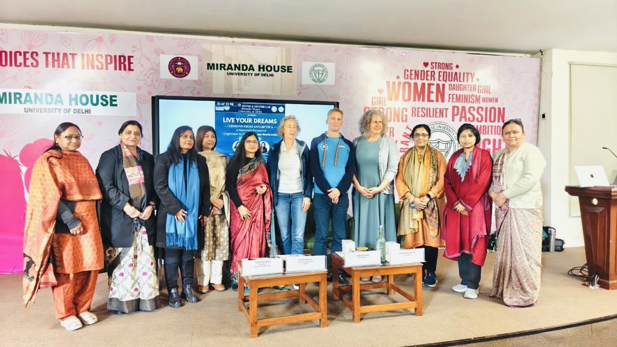 RBakshee's tweet photo. Inspiring session by “Live Your Dreams “Team of Jens Neumann and Alexandra Guryeva from Austria who took expedition to Antarctica. Org by #UNESCO and @HER_WORLD_INDIA in collaboration with #PCGL ,@MirandaHouse ,DU https://t.co/WvppeeYxnY