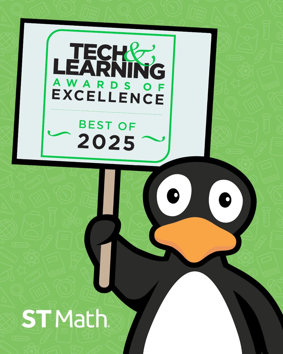Another year, another honor! 💚
ST Math has been recognized by Tech &amp; Learning’s 2025 Awards of Excellence for helping students think deeply, build confidence, and truly understand math, one puzzle at a time. 🧩