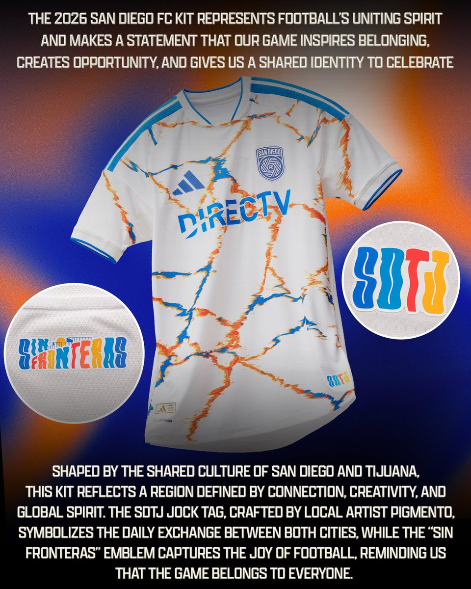 San Diego 🤝 Tijuana 🔥

<a href="/sandiegofc/">San Diego FC</a>’s new 2026 <a href="/MLS/">Major League Soccer</a> kit invites everyone to experience the color, pride, and energy of San Diego and Tijuana 👏