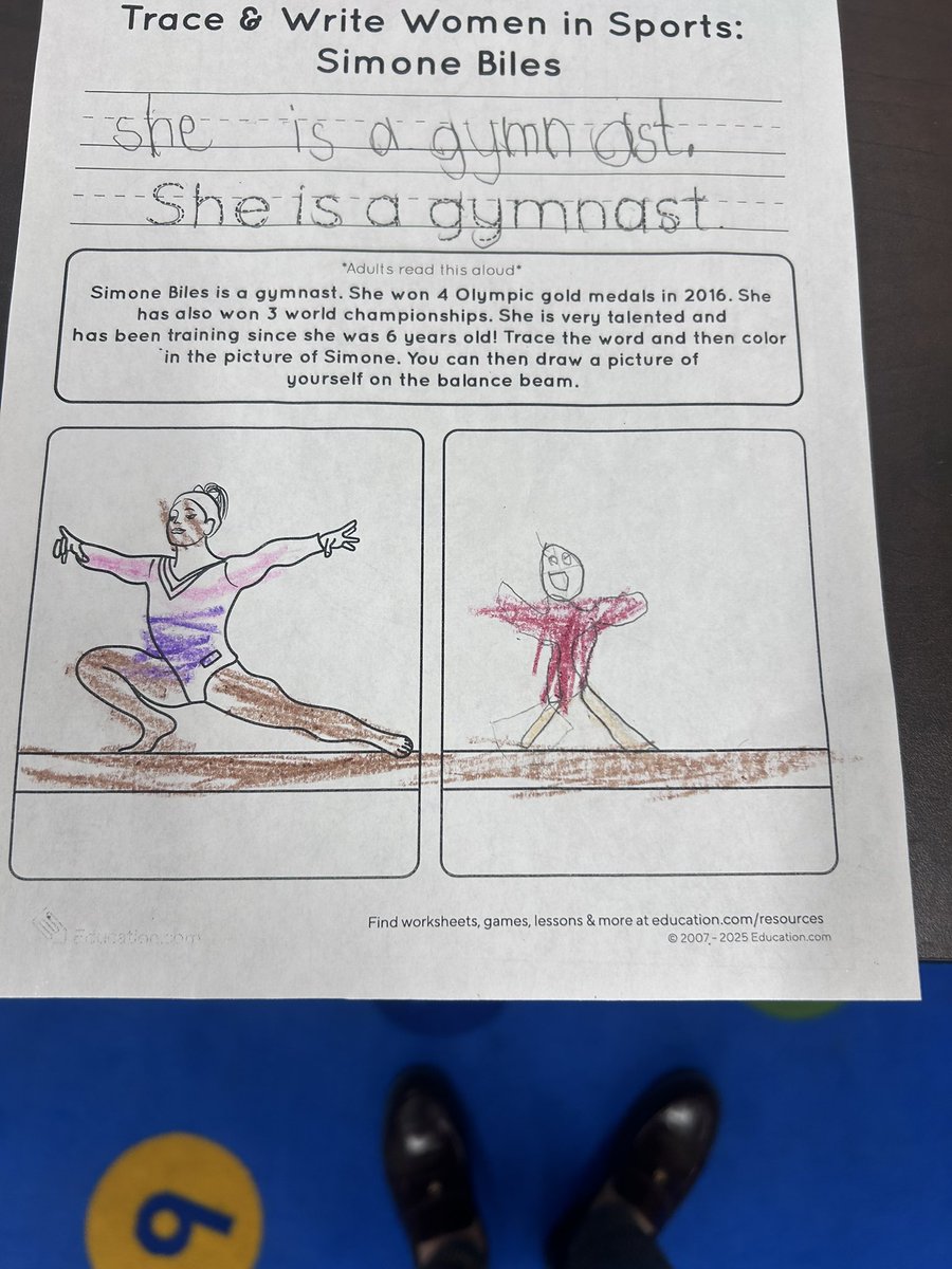 MrsUsKinderCrew's tweet photo. Celebrating Black History Month with Simone Biles…the champion of all things!  🤸🏾💪🏾 https://t.co/Im8yZ6029r