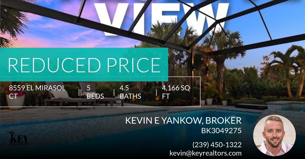 KEY_Real_Estate's tweet photo. 📍 Reduced Price 📍 This recently reduced home at 8559 El Mirasol Ct in Estero won't last long, so, don't wait to set up a showing! Reach out here or at (239) 450-1322 for more information!

20+ years of SWFL Real Estate exper... https://t.co/BPubopgZqF https://t.co/Jfm5t1DCb0