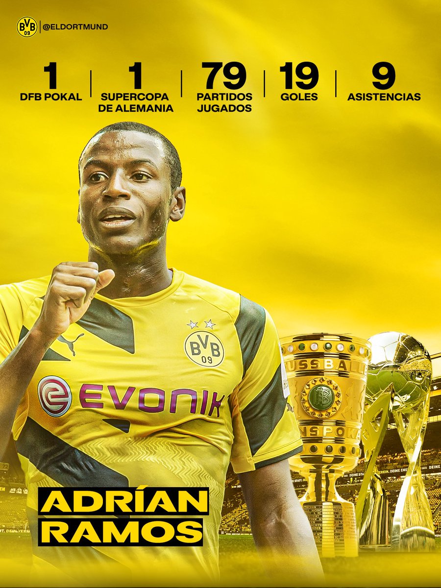 🇨🇴 Adrián Ramos y su legado en Borussia Dortmund
🏆 1 DFB Pokal
🏆 1 Supercopa de Alemania
⚽ 79 partidos
🎯 19 goles
🎁 9 asistenciasUn colombiano que dejó huella en Europa.

Jerarquía, liderazgo y goles de alto nivel.🔴 ¿Lo recuerdas en su mejor versión?