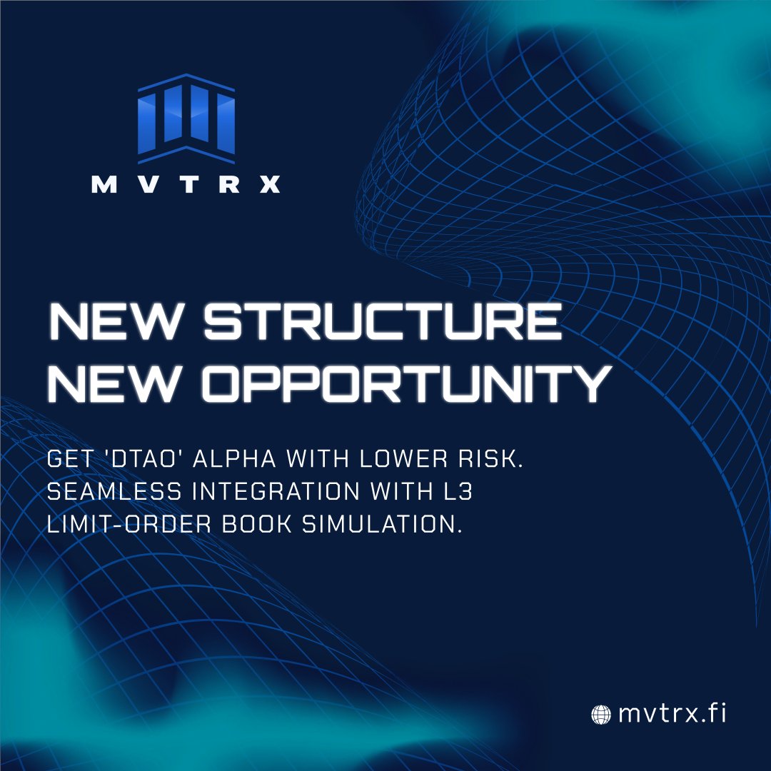 MVTRX exchange is being built on top of TAOS sandbox simulation environment (artificial exchange),  rolling out supportive features starting next week in anticipation...

#Bittensor $TAO
