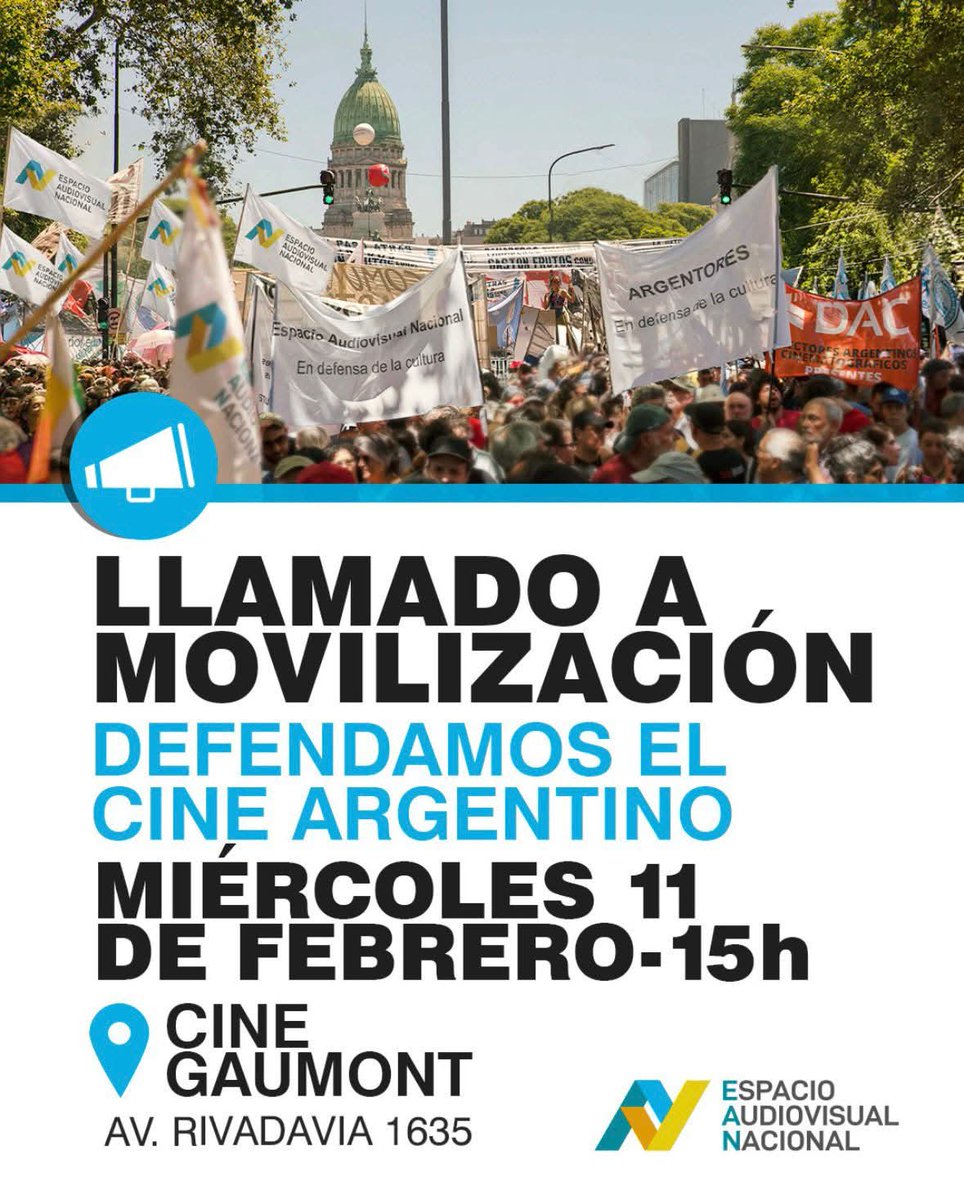 El CINE ARGENTINO tiene que ser una gran industria donde trabajen trabajadores de todas las áreas. Atentar contra nuestro cine es atentar contra nuestro país y con nuestra cultura. La REFORMA LABORAL que se quiere imponer es un OPROBIO como todo nuestro presente. Te esperamos....
