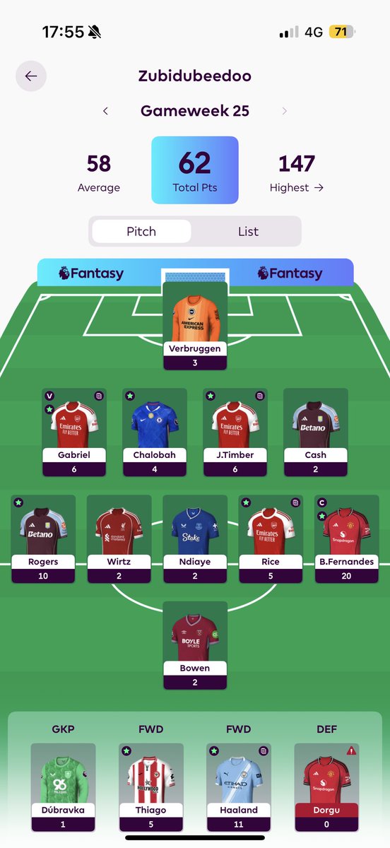 TreonAaron's tweet photo. GW25 Recap

Tough GW, I feel my strategy going forward should be to play everyone who I am confident I want to bench 😭.

Lost Ground and now down to OR 3459 https://t.co/wRAjDWtyZP