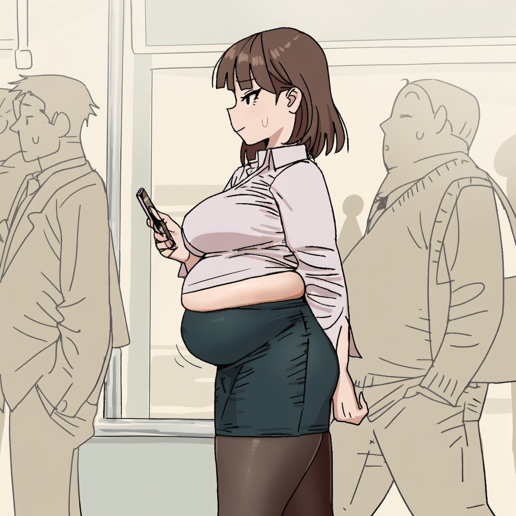 office lady over indulged during lunch