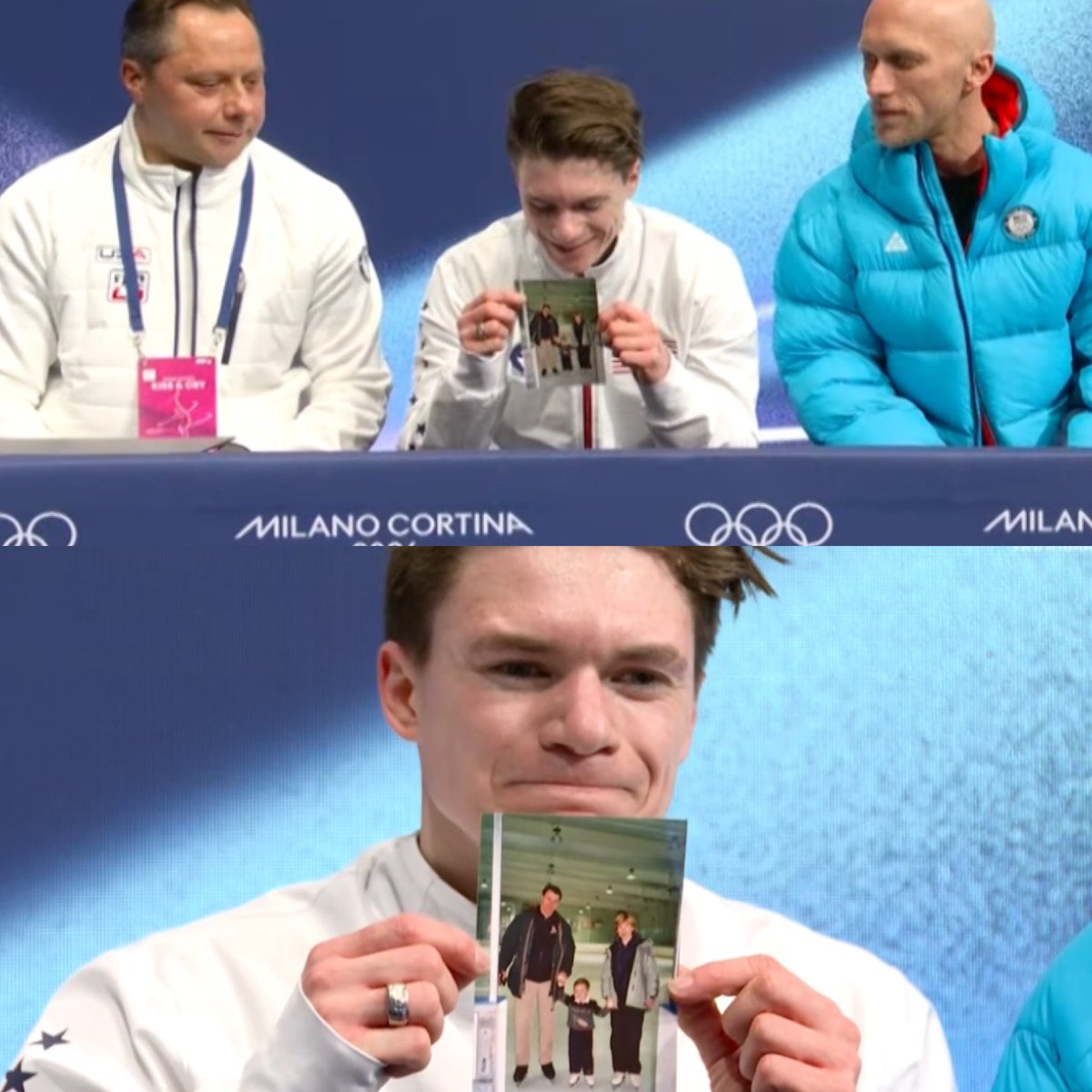 Que momento más conmovedor. Maxim Naumov, quien perdió trágicamente a sus dos padres en un accidente aéreo el año pasado, les rindió homenaje después de su actuación en los Juegos Olímpicos de Invierno.