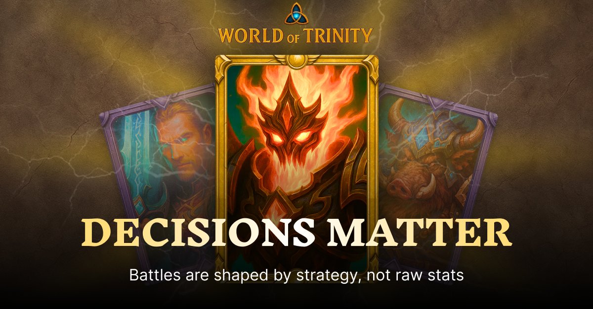 worldoftrinity's tweet image. Raw power doesn’t guarantee victory ⚔️

In World of Trinity, even the strongest decks can fall when strategy comes into play. Battles are shaped by more than just stats — every decision before and during a fight can change the outcome.

Even powerful decks can lose due to:
⚡️