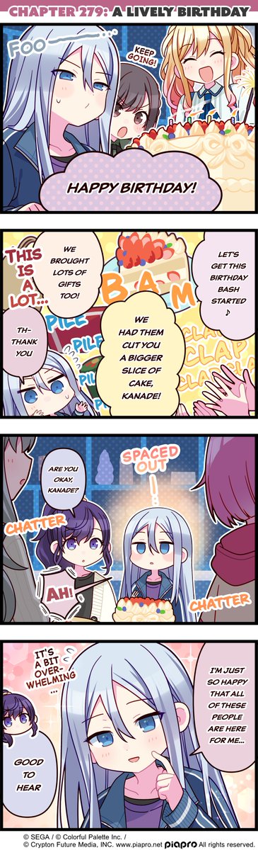 ColorfulStageEN's tweet photo. 💜 What a lively birthday~

Wish Kanade a "Happy Birthday" in the comments below! 🍰

#4koma #KanadeYoisaki https://t.co/nxkZYUoMzq