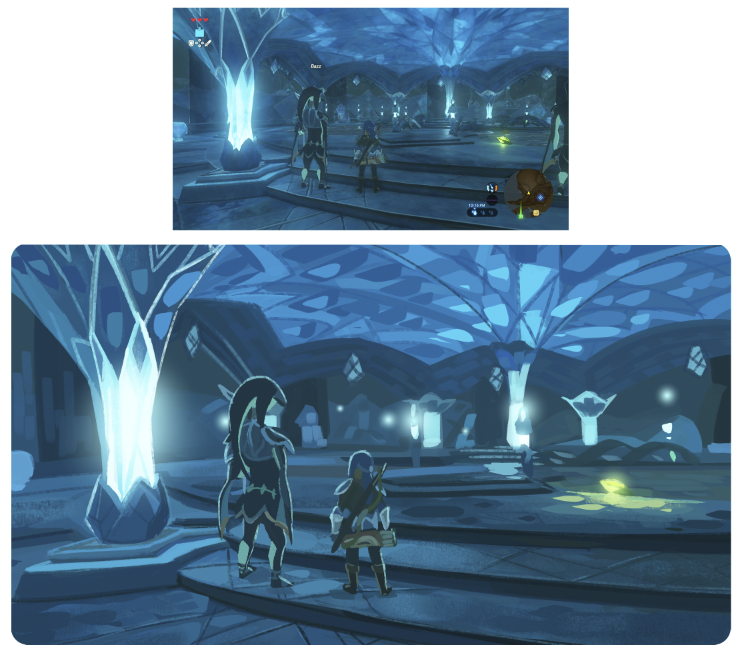 incaseyouart's tweet image. zora's domain is SO architecturally complex oh my goodness. this one took ~2hrs bc of that, and also bc I added Bazz and Link ^_^

#botw