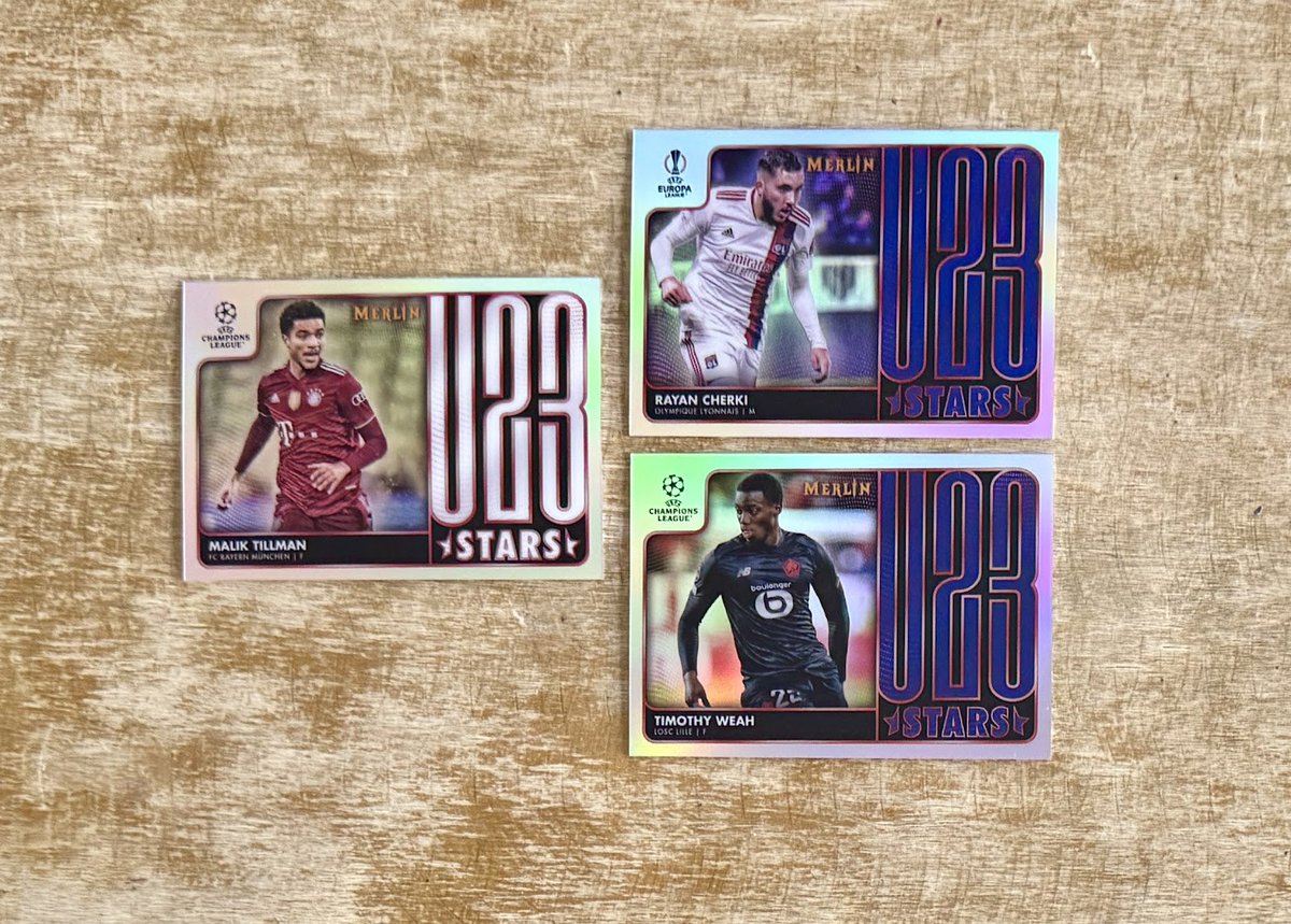 2021-22 Topps Merlin U23:  Tillman, Cherki and Weah

$1 each

*See pinned tweet for shipping, etc
Stack min $10
#TSSS #GiuntaStack