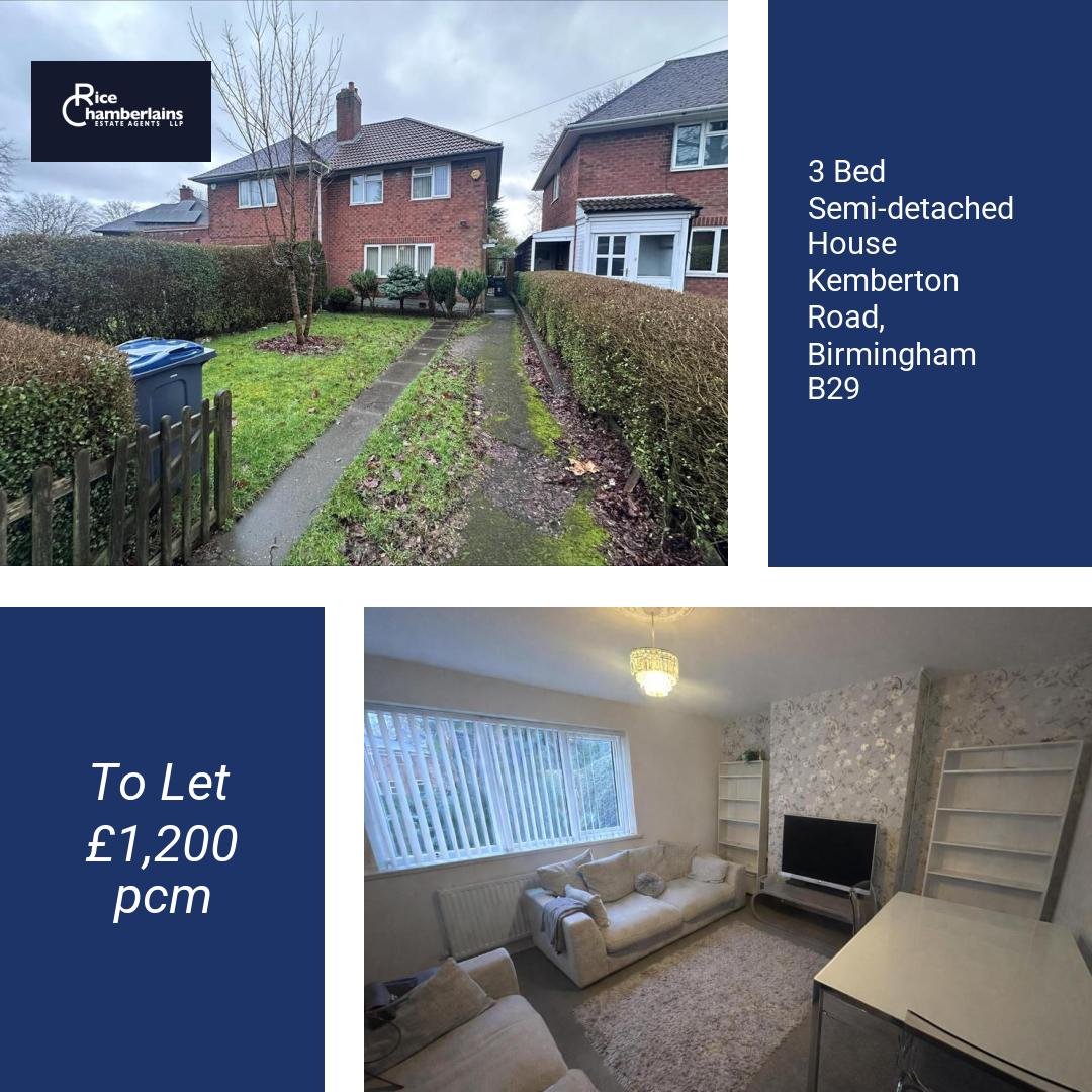 To Let 3 Bed Semi-detached House £1,200 pcm

Contact Us for more details:
Tel: 0121 721 1048
Email: moseley@ricechamberlains.co.uk

#propertybirmingham #propertyforsale