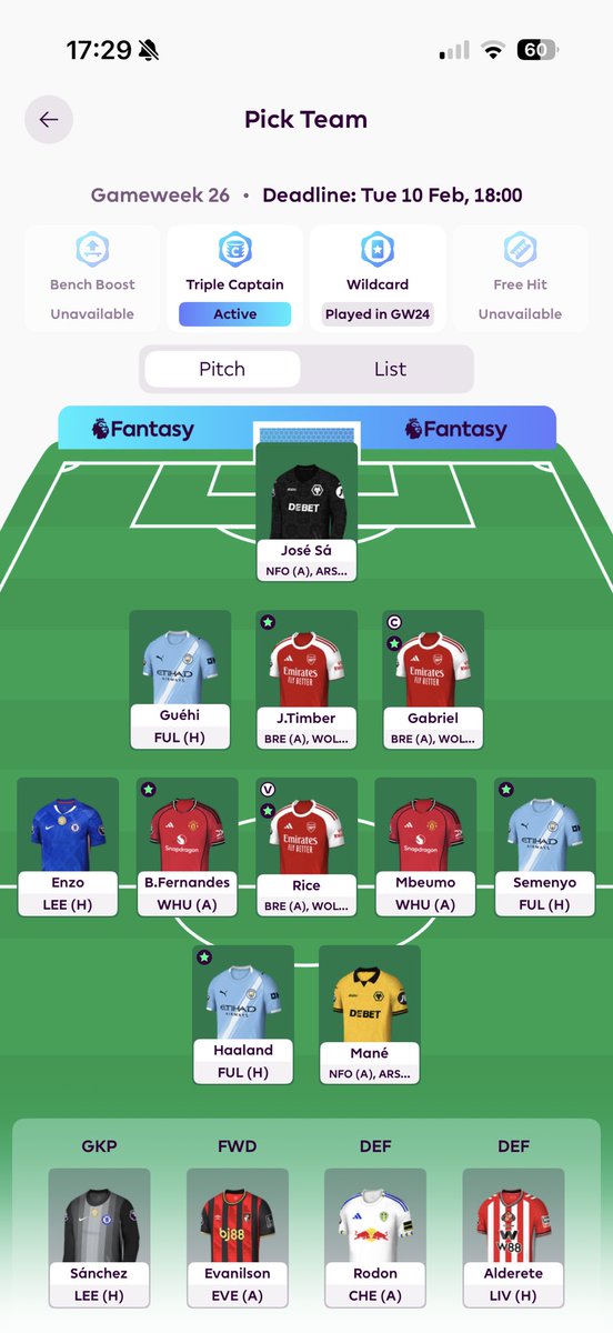 FplCat's tweet photo. #FPL 25/26 #GW26🔒

#TripleCaptain activated
🧢 Gabriel
🌍 789k
🏦 £103.1 (+£1.1 ITB)
♻️ Saving a transfer (3 next week)

Managed to resist the fomo to get Palmer.

Good luck guys! ☘️🤞🙏💥💥💥 https://t.co/6IvKOeuwSV