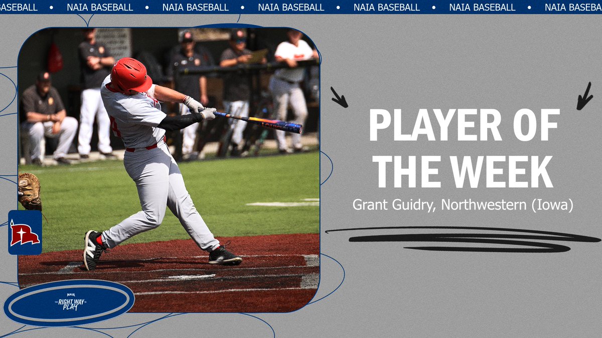 ⚾️

In a three-game span, Grant Guidry (<a href="/NWC_Baseball/">Northwestern Baseball</a>) recorded the following... 

9⃣ RBIs
3⃣ Home runs
9⃣-1⃣1⃣ at the plate
0⃣ Strikeouts

He is the #NAIABaseball Player of the Week!🌟

Read the release here➡️naia.org/sports/bsb/202…