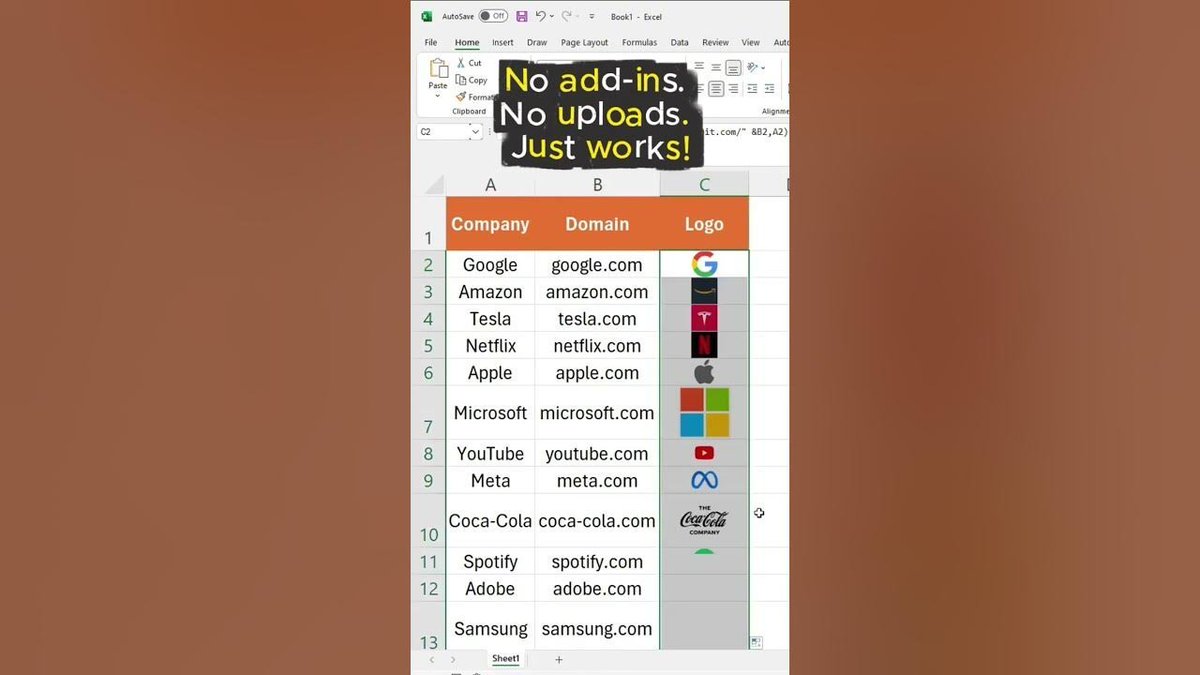 ScrapeLogo's tweet image. Video : 📊 #ExcelTrick: Add Company Logos Automatically with IMAGE + Clearbit - rite.link/Kiq9 👈🏼 Compare #Clearbit with #DataEnrichment API's with better success rates and pricing