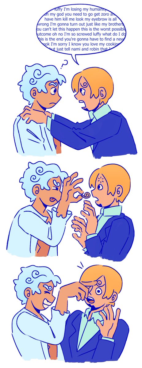 temporalboreal's tweet photo. since luffy can peel off his scars and stuff now, I think it'd be funny if he used that ability to fix sanji's germa gene problems https://t.co/PIZYtIkrHz
