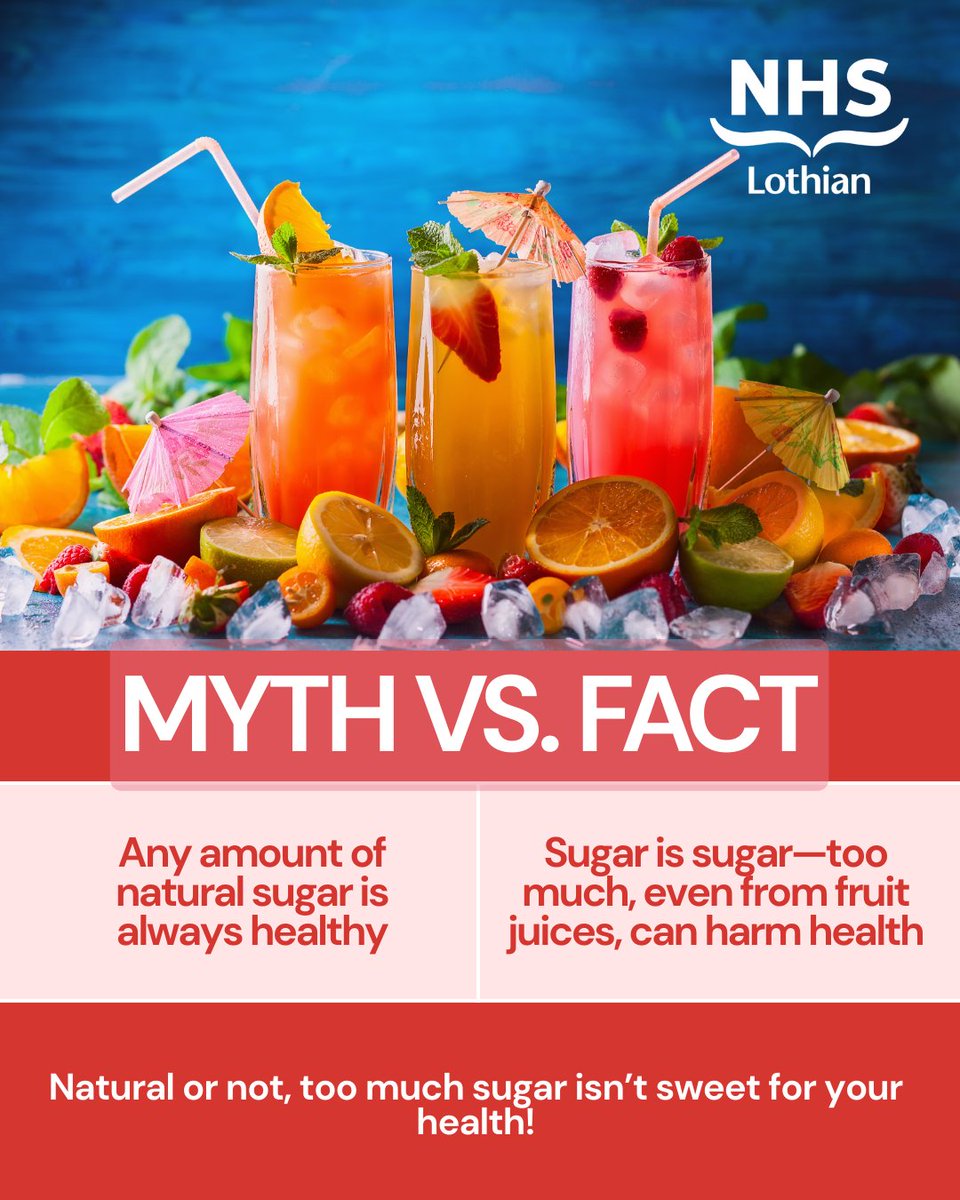 NHS_Lothian's tweet image. Keep your sugar intake in check 🍹

#NHSLothian #MythvsFact