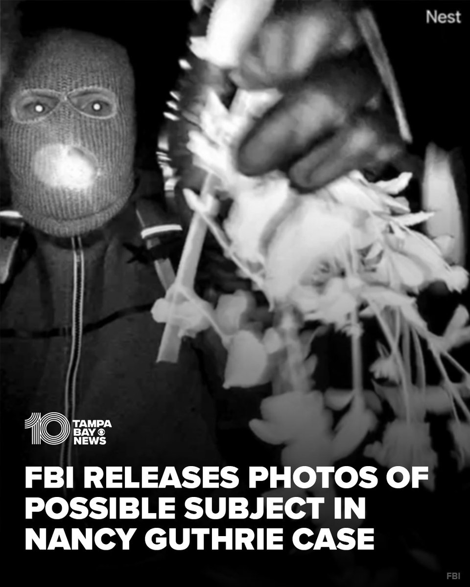 NEW PHOTOS 🚨 FBI Director Kash Patel has released images of a person described as a "subject" in the disappearance of Nancy Guthrie, the mother of "Today" show host Savannah Guthrie. 
SEE PHOTOS: wtsp.com/article/news/n…