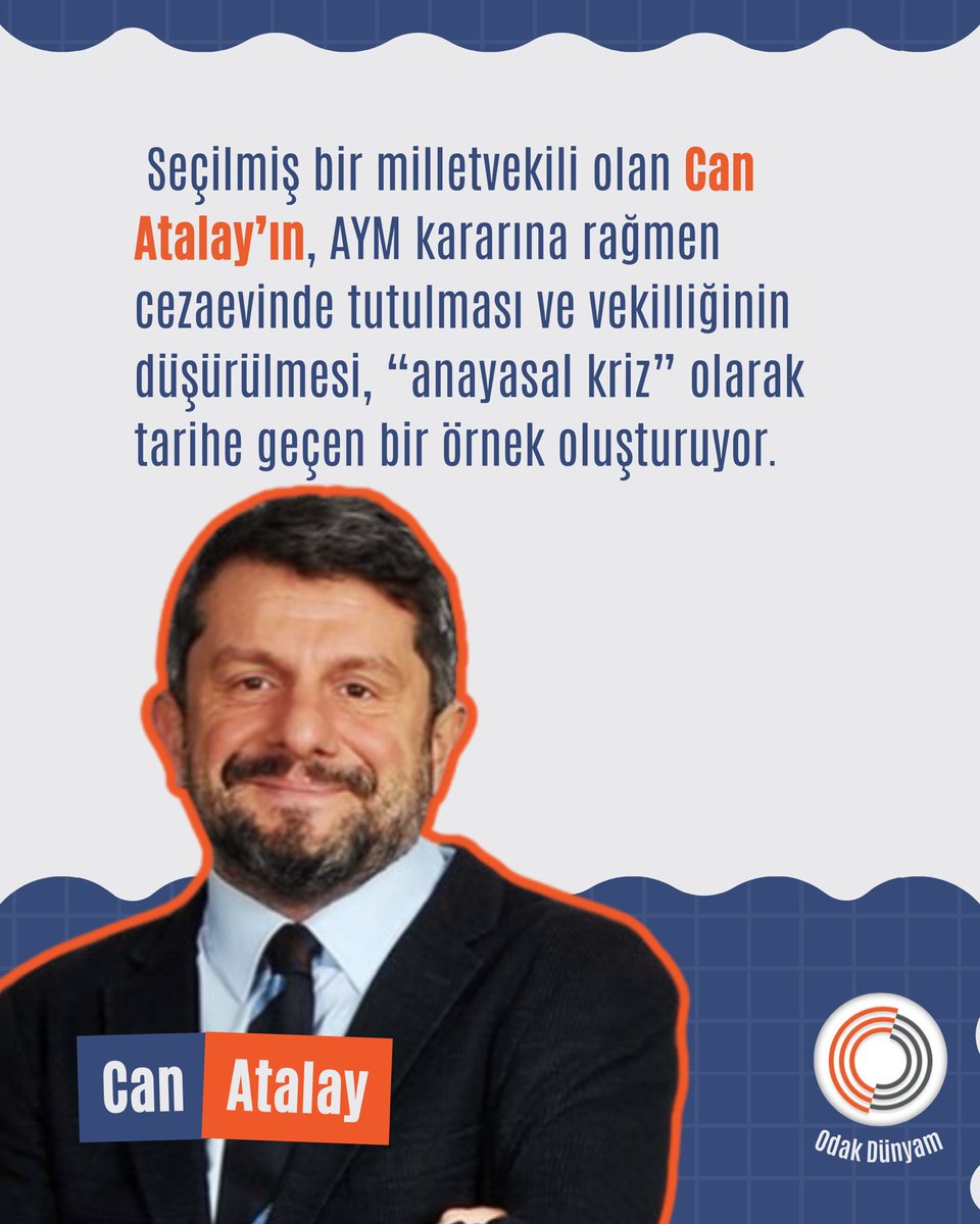 Seçilmiş bir milletvekili olan Can Atalay’ın, AYM kararına rağmen cezaevinde tutulması ve vekilliğinin düşürülmesi, “anayasal kriz” olarak tarihe geçen bir örnek oluşturuyor.

<a href="/erkbas/">Erkan BAŞ</a> 

AdaletEnkaz Altında