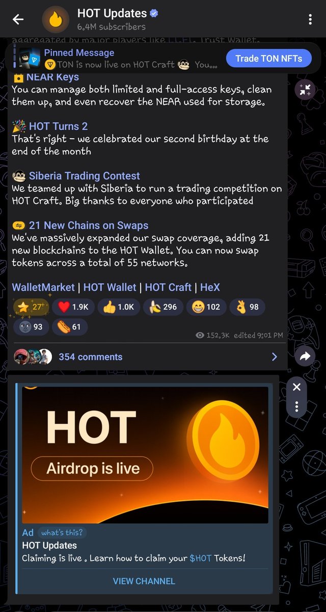 Important Notice to the HOT Community

To all active members of the HOT community:
If you come across this ads displayed within the HOT Wallet channel, please do not click on it. Always stay vigilant and interact only with official and verified updates to ensure your security.