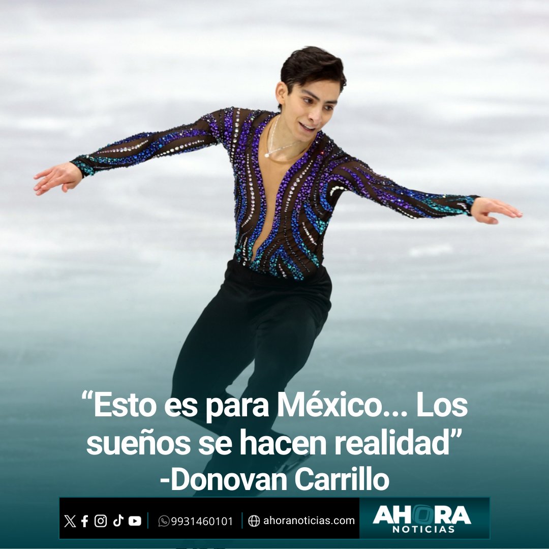AhoraTabasco's tweet photo. 🔴#XTREMO| ¡SUEÑEN EN GRANDE!🥹🇲🇽 Al término de su participación histórica en patinaje artístico en los #MilanoCortinaOlympic2026, el mexicano #DonovanCarrillo dejó un mensaje ante la camará que erizó la piel de todos en en lugar y de millones de mexicanos. ¡DONOVAN, PARA NOSOTROS YA ERES UN GANADOR!👏👏👏

|#AhoraTabasco |#Noticias |#Deportes