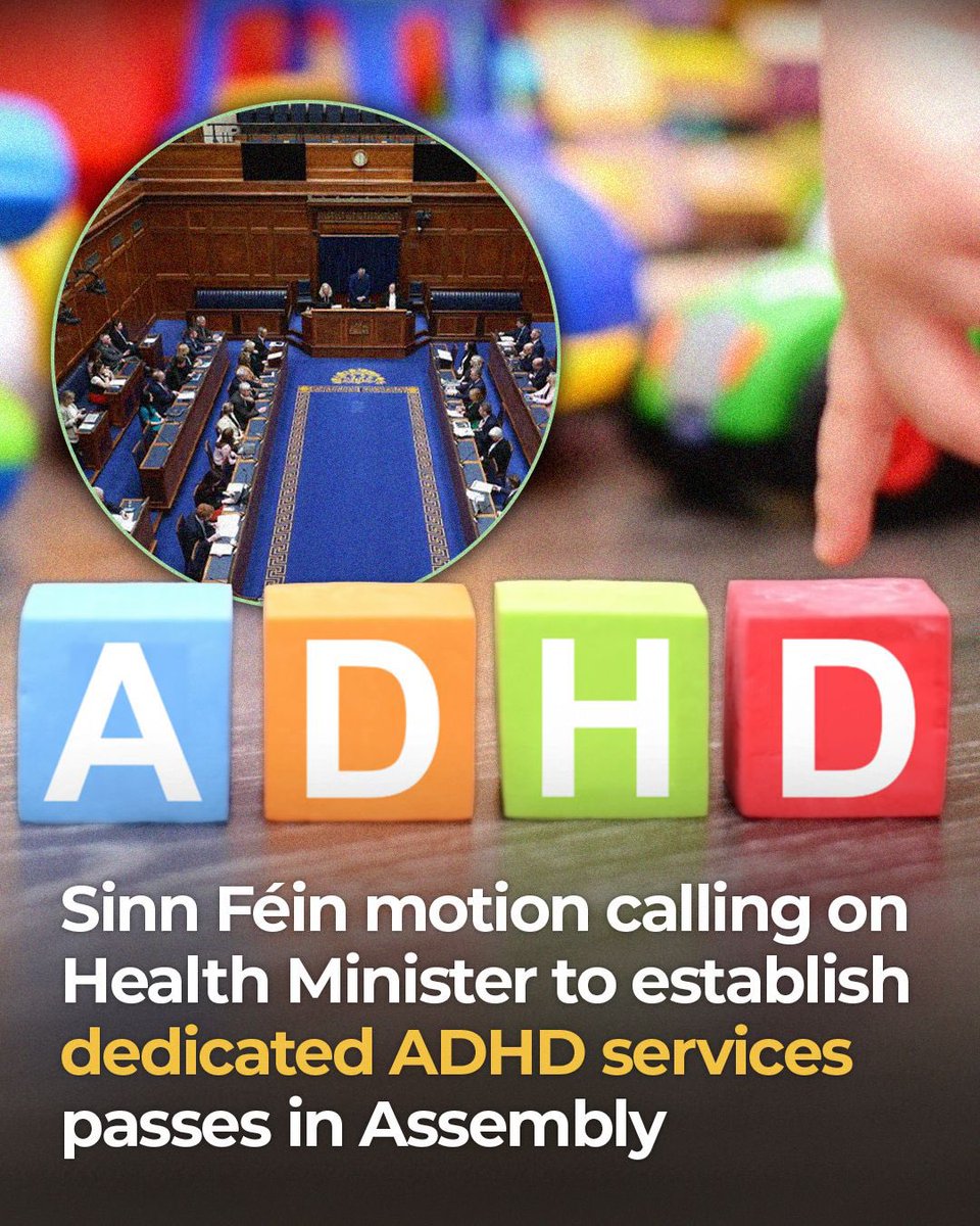 MaoliosaMcH's tweet photo. Access to an ADHD diagnosis should be available to all, regardless of postcode or income. 

Yesterday, the Assembly passed a Sinn Féin motion calling for the Health Minister to establish a dedicated ADHD diagnosis and support service. https://t.co/zOqRgOWpfJ