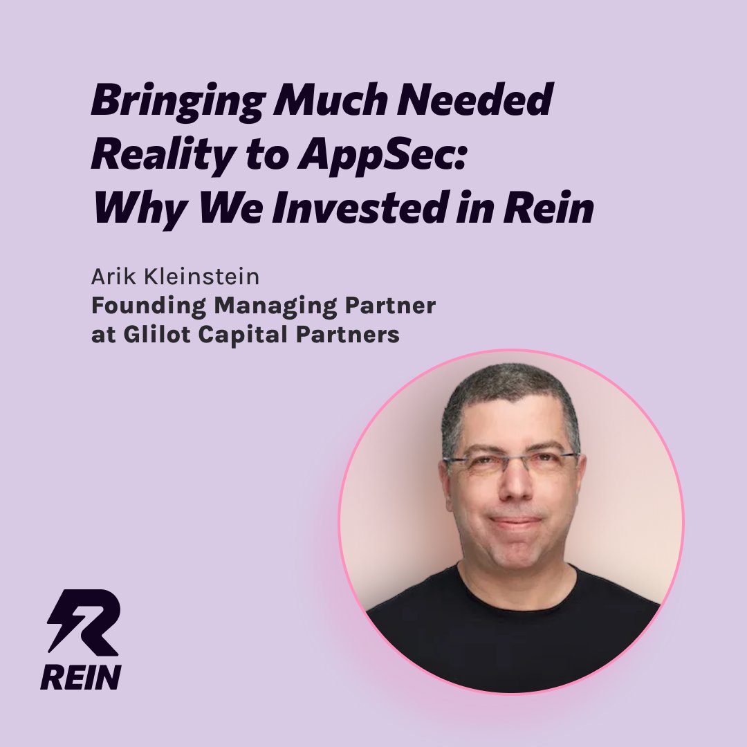 ReinAgentSec's tweet photo. @arikkleinstein is no stranger to great tech. For more than 25 years, he has founded, scaled, and backed innovative technology companies.

Hear why @GlilotP invested in Rein- and why Arik believes the AppSec industry is overdue for a serious reality check: https://t.co/Cd4ukQXWVW https://t.co/vRy1Mu3huS