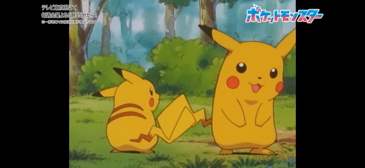 ポケパークのこのピカチュウたち、アニポケ第39話「ピカチュウのもり」の再現かな？大きさ的にも右の子がサトピカ？
かわいい〜Ϟໂ‧͡‧̫ໃ♡