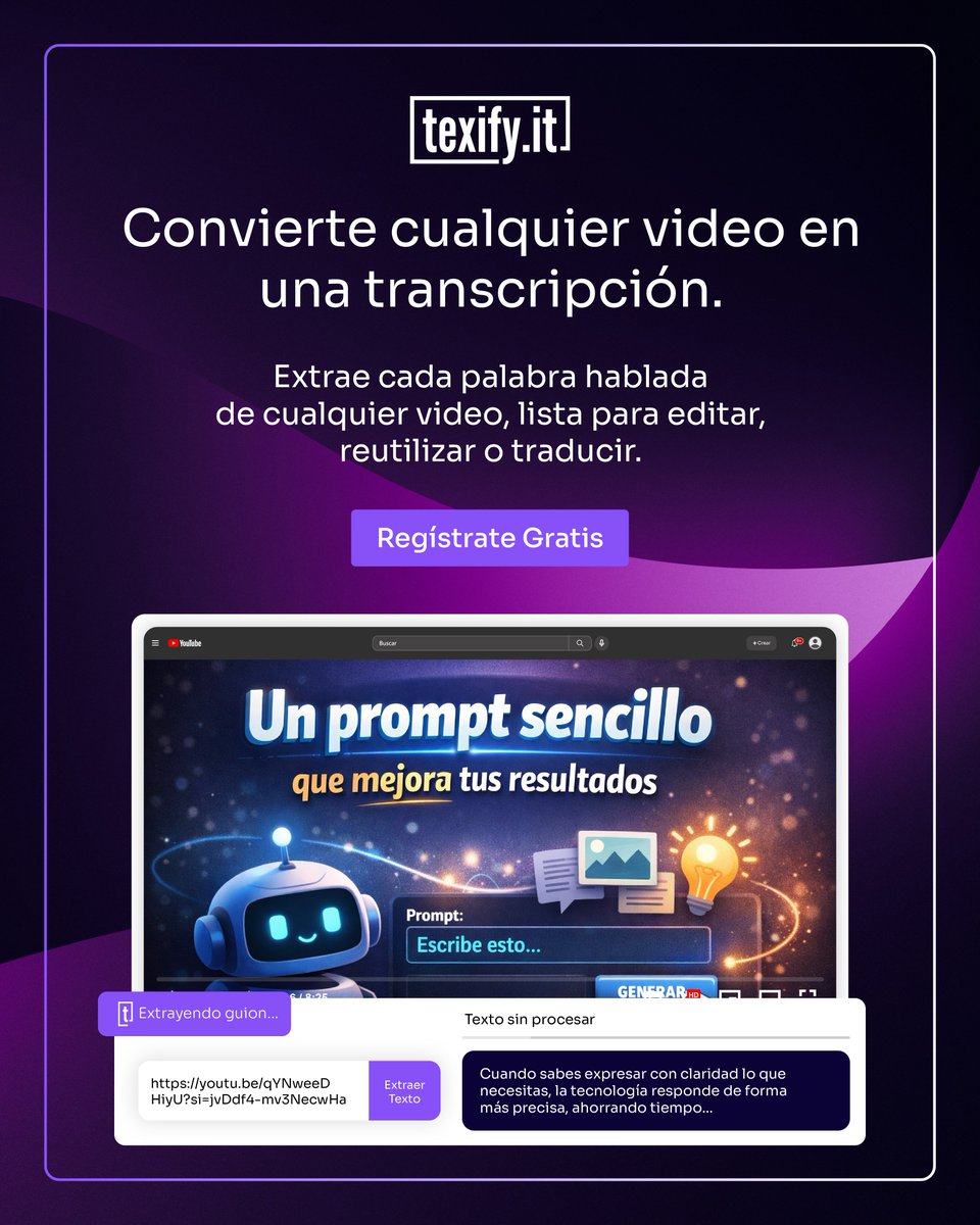 texifyit's tweet photo. Copiar texto de un video a mano es perder tiempo.

Con Texifyit pegas el link y tienes la transcripción lista en segundos.

Simple. Útil. Gratis.
👉 Pruébalo hoy https://t.co/f8kUPIOYOm

#Productividad #IA #SaaS #Creadores #Texifyit https://t.co/oZjc7hnVCE
