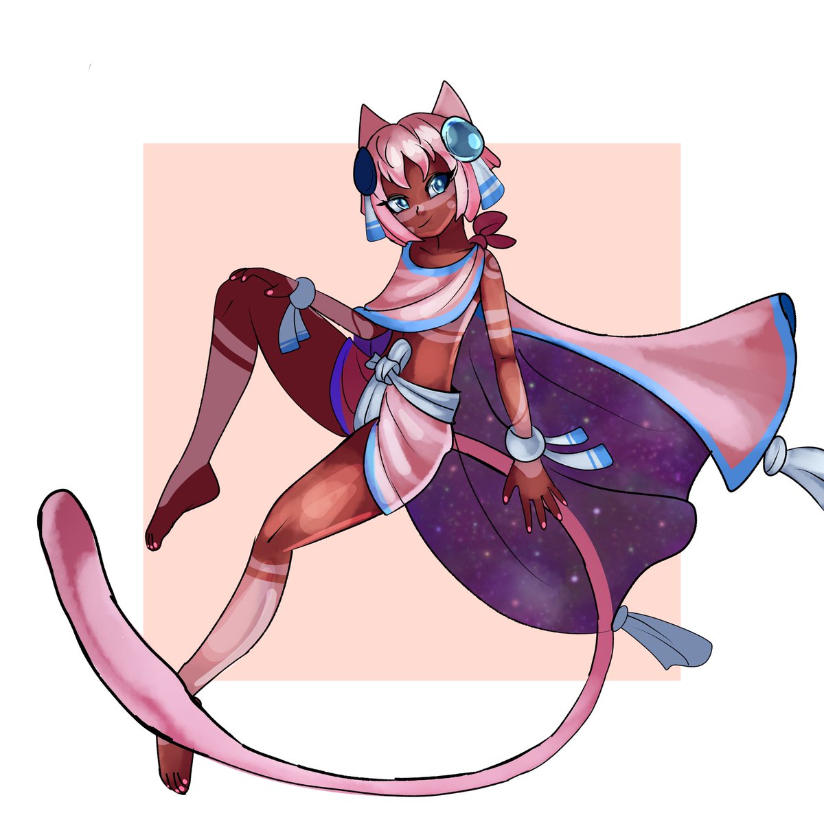 Mew Gijinka 

There's not much you can do with a simple design like Mew's but I tried a Mesoamerican theme with her

#pokemon #fanart #gijinka