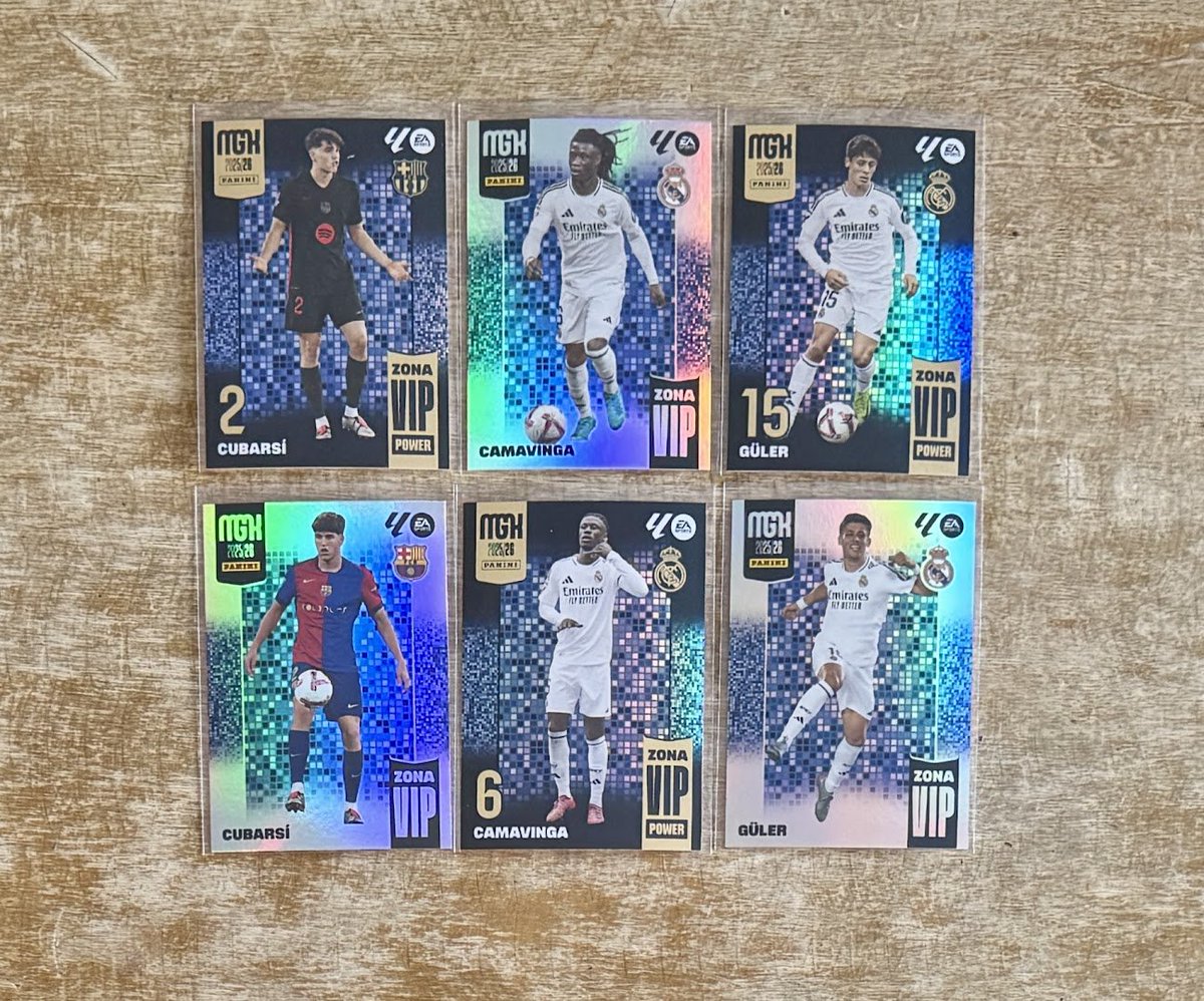 2025-26 Panini Megacracks Zona VIP + Power Parallel Player Pairs:  Guler, Camavinga, and Cubarsi

$2 per player pair

*See pinned tweet for shipping, etc
Stack min $10
#TSSS #GiuntaStack