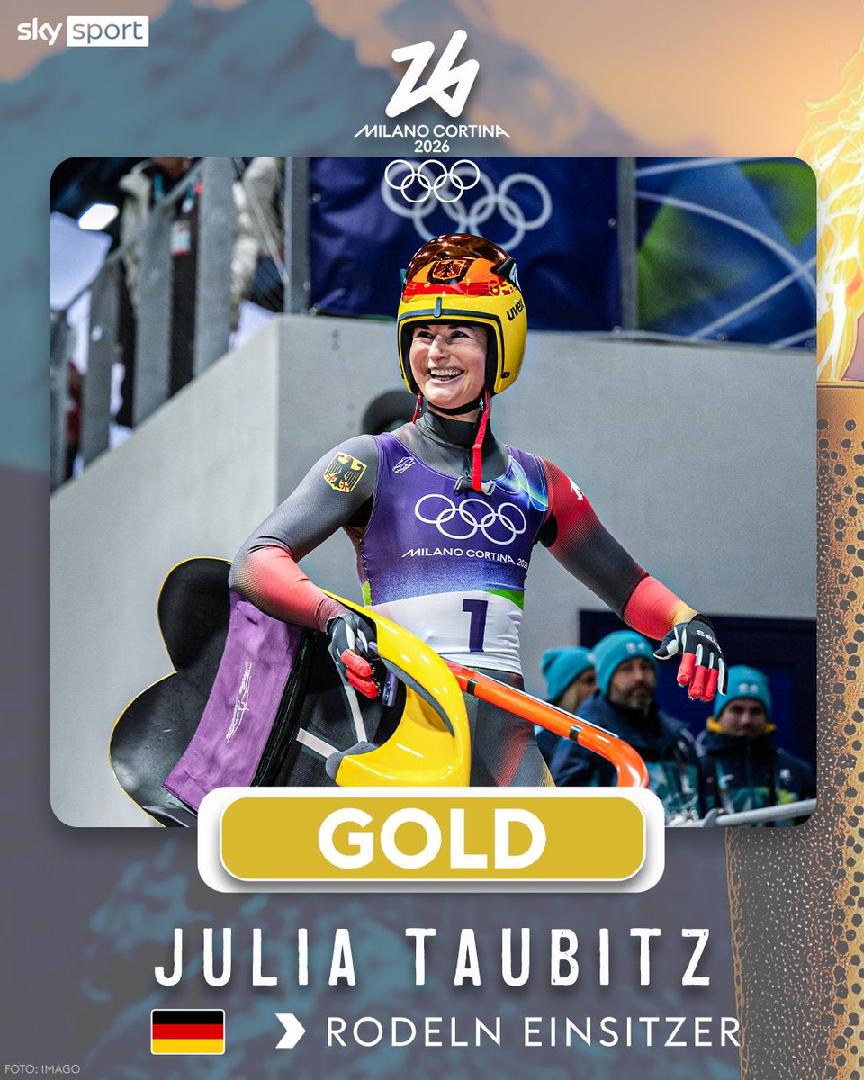 Rennrodlerin Julia Taubitz hat dem deutschen Team bei den Olympischen Winterspielen in Mailand und Cortina d'Ampezzo die dritte Goldmedaille beschert. 🇩🇪🥇 

↪️ Zwei Tage nach dem Coup von Max Langenhan im Männer-Wettbewerb setzte sich die 29-Jährige aus dem Erzgebirge nach vier