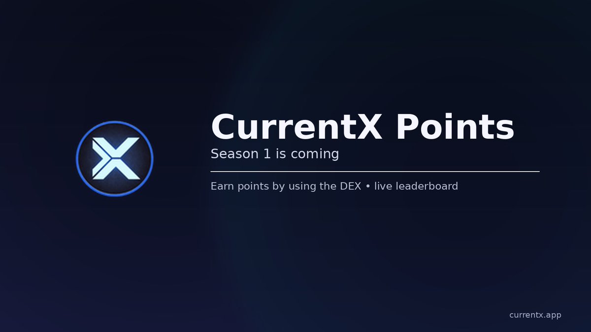 CurrentX Points are coming.

Season 1 will track real usage on the DEX, swaps, LP, and more with a live leaderboard.

Details soon.