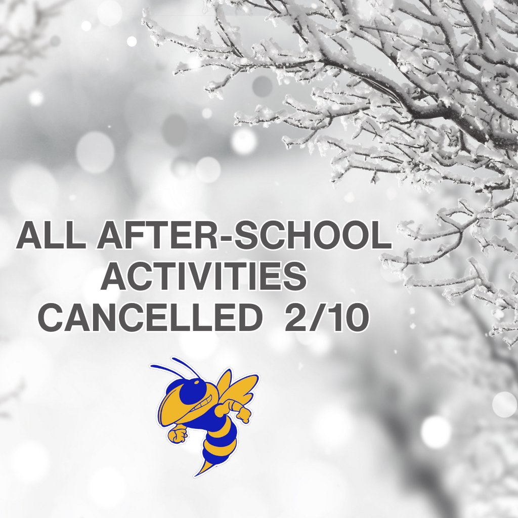 MTSDVT's tweet photo. All after-school activities, including Milton Minds in Motion and all athletic games and practices, are cancelled today, Tuesday, February 10. https://t.co/6YjMRRekr3