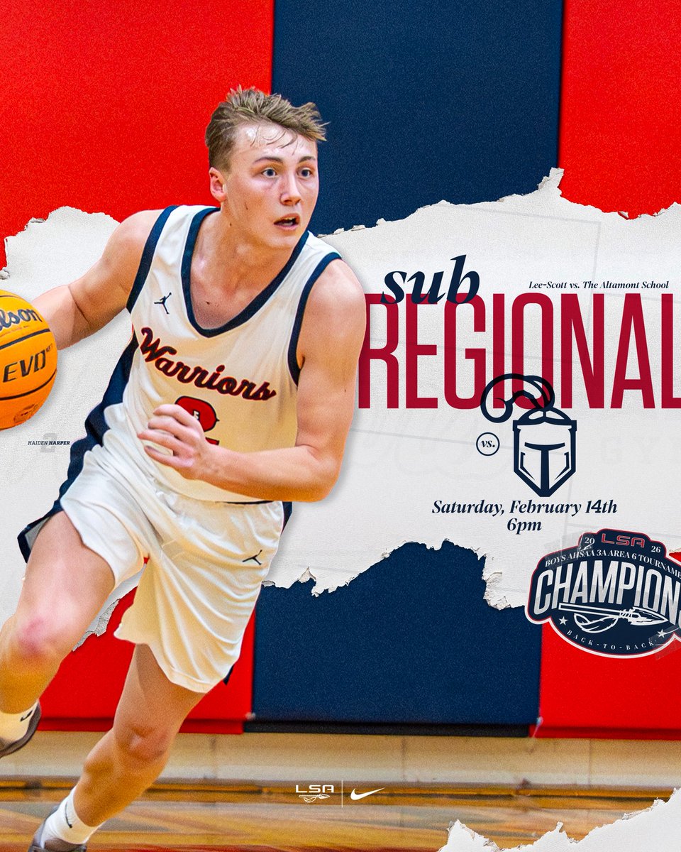 LSA_Warriors's tweet photo. Sub-Regional times are set! ⏰

Tickets will be sold on GoFan for $10 and all spectators must have a ticket!

Let’s pack Samford Gymnasium one last time this season, Warriors!

#HailAcademy🍢 https://t.co/XkYVZPOQ53