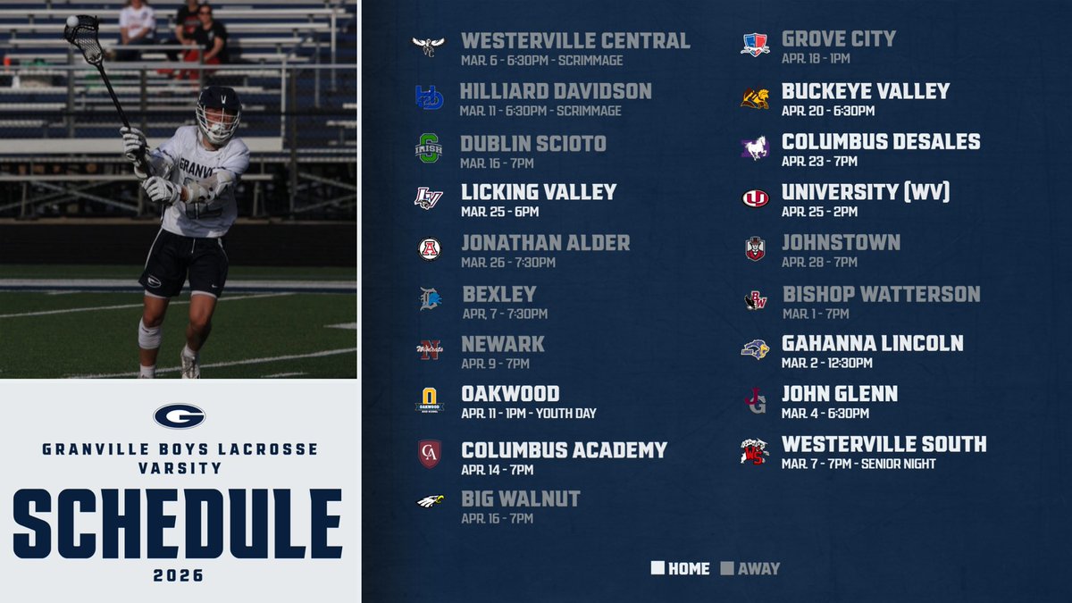 2026 Granville Boys Lacrosse Varsity Schedule