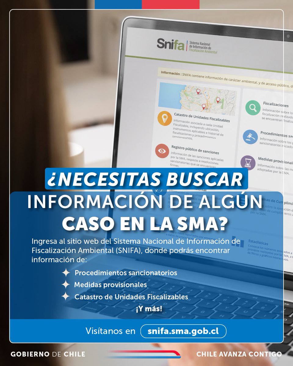 SMA_CL's tweet photo. 💻 ¿Necesitas información de algún caso en la Superintendencia del Medio Ambiente?

🍃Ingresa a https://t.co/nvxmXNMpPa https://t.co/uTElUQ6iiE