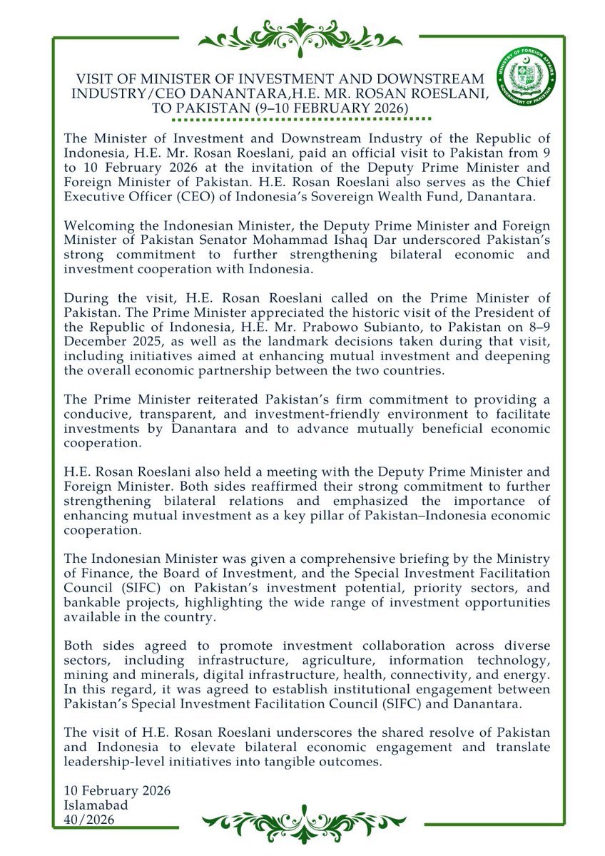 Ministry of Foreign Affairs - Pakistan tweet media