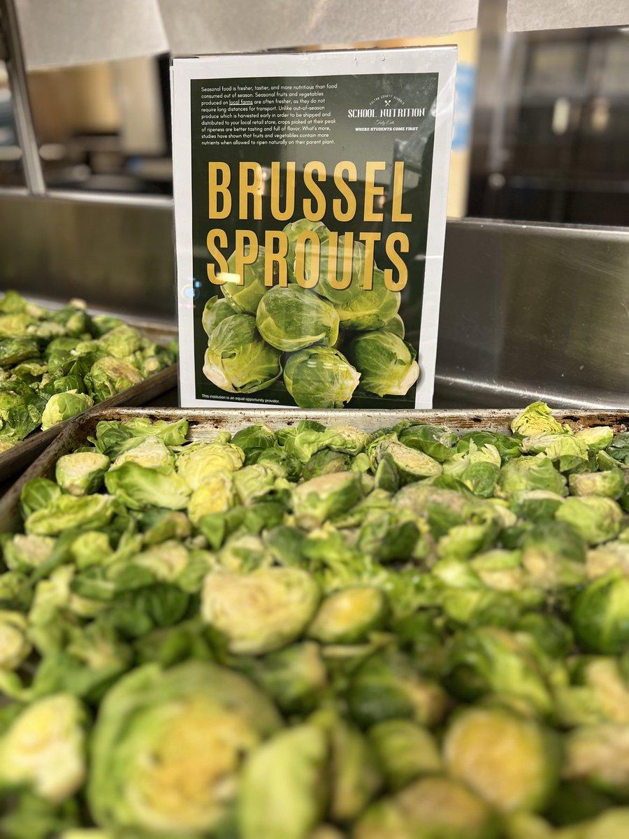FCSNutrition's tweet photo. ✨Lunch highlight! Seasonal Parmesan Brussels Sprouts are on the menu today — crispy, cheesy, and delicious! 🧀🥦#FuelingGA #GSNALegacyBuilders #GATrayoftheWeek https://t.co/j3ULzxXpz7