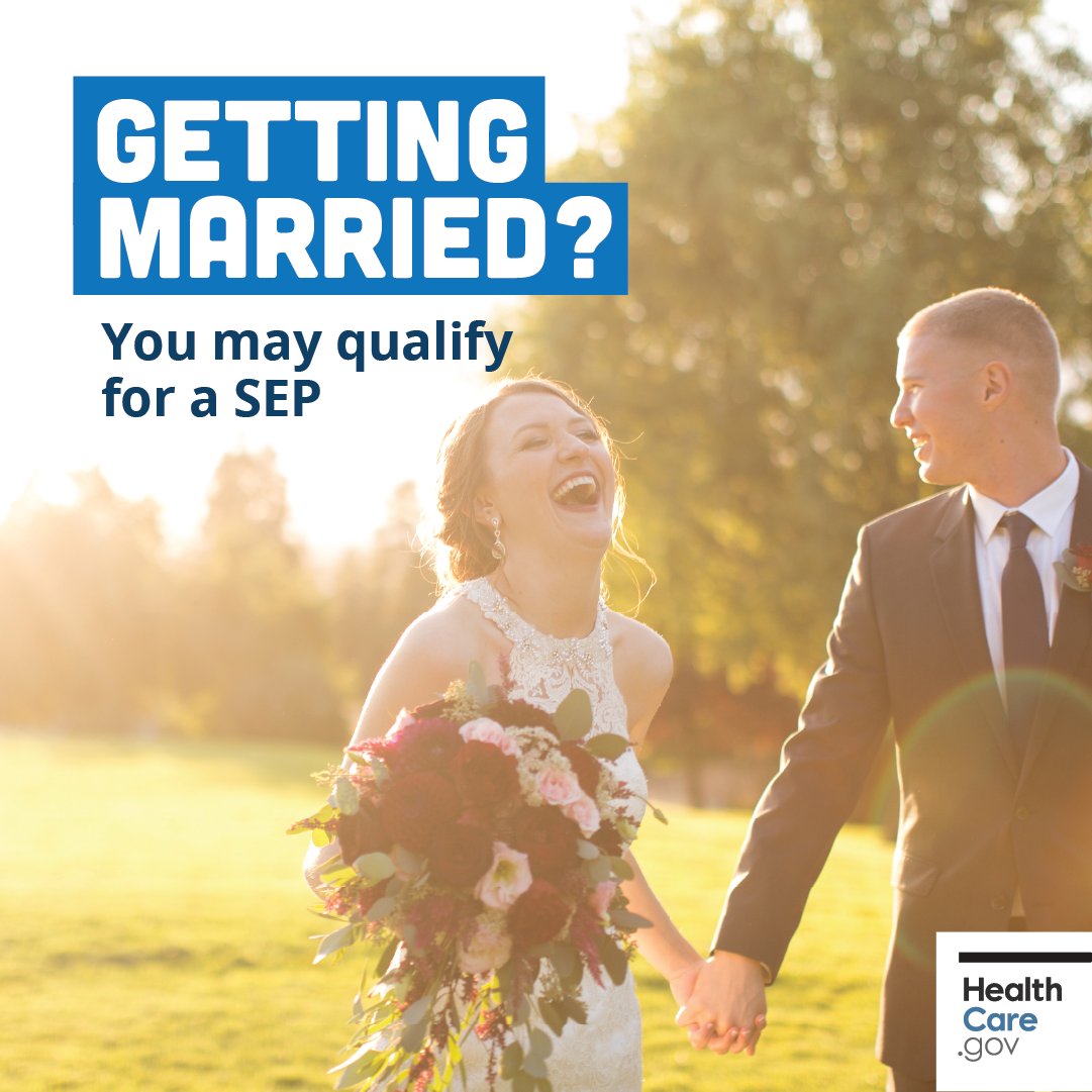 HealthCareGov's tweet image. 🔔 Are those wedding bells we hear?! 💍
If you recently got married, you may be able to enroll in a 2026 health plan. See if you qualify for a Special Enrollment Period and #GetCovered by a quality, comprehensive plan: go.hc.gov/3ZNHuz7