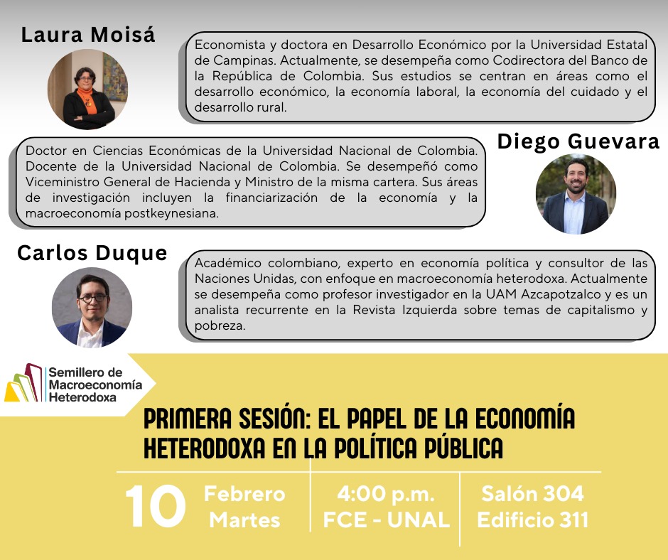A propósito de los debates en Colombia y la región este año iniciaremos un ciclo de estudio y discusión en torno a "Perspectivas críticas del empleo, el crecimiento y la distribución del ingreso" analizaremos diferentes escuelas y abordajes de estos temas