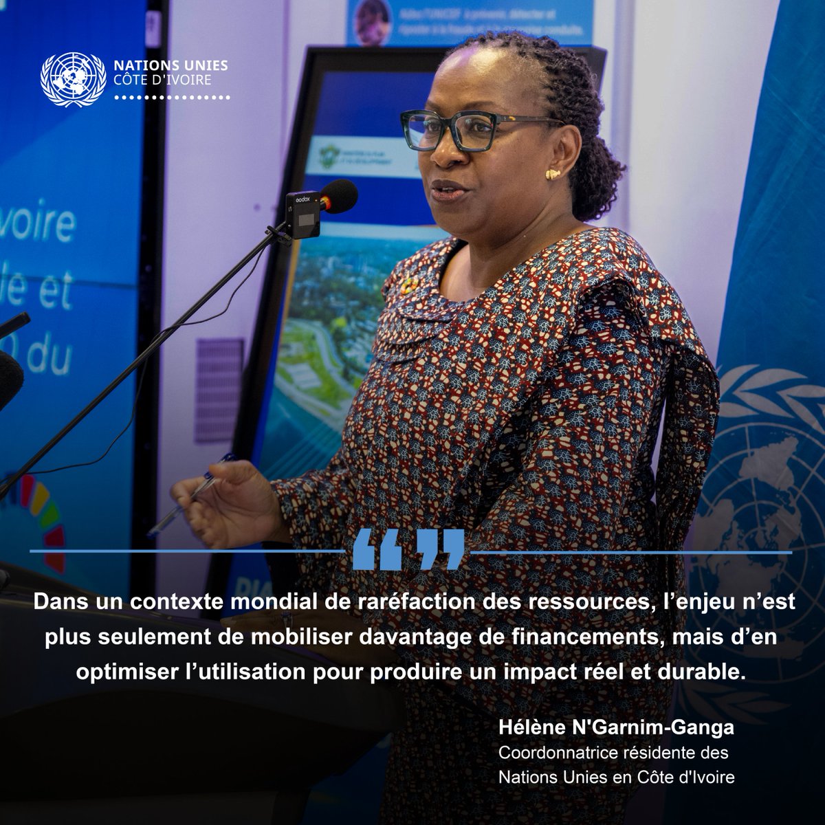 Changer de paradigme pour renforcer l’impact !
🎙️ Au Dialogue de haut niveau sur le développement, le <a href="/GouvCIofficiel/">Gouvernement de Côte d'Ivoire</a> &amp; <a href="/ONU_CIV/">Nations Unies Côte d'Ivoire</a> ont rappelé que passer de l’aide au financement du développement est clé pour mieux relever les défis du pays &amp; améliorer le bien‑être des populations.