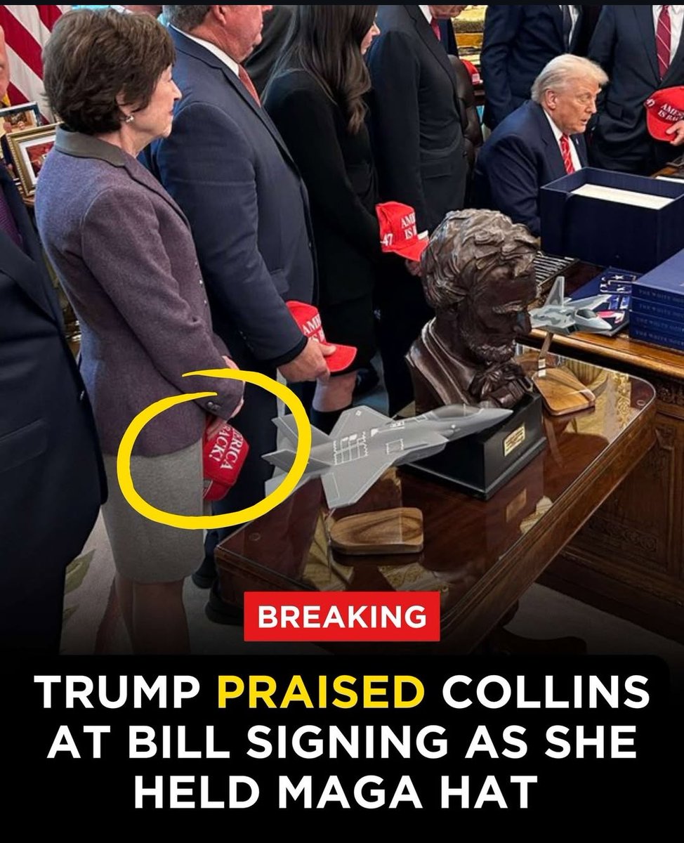 Trishamott's tweet photo. @dscc Susan Collins proved she wasn't to be trusted in 1996, and in 2026, at Trumps side, with her MAGA hat in hand she continues to prove shes even more untrustworthy.
Vote her out Maine!๐ค
#MApo #VoteBlue https://t.co/A25NHyvMFh
