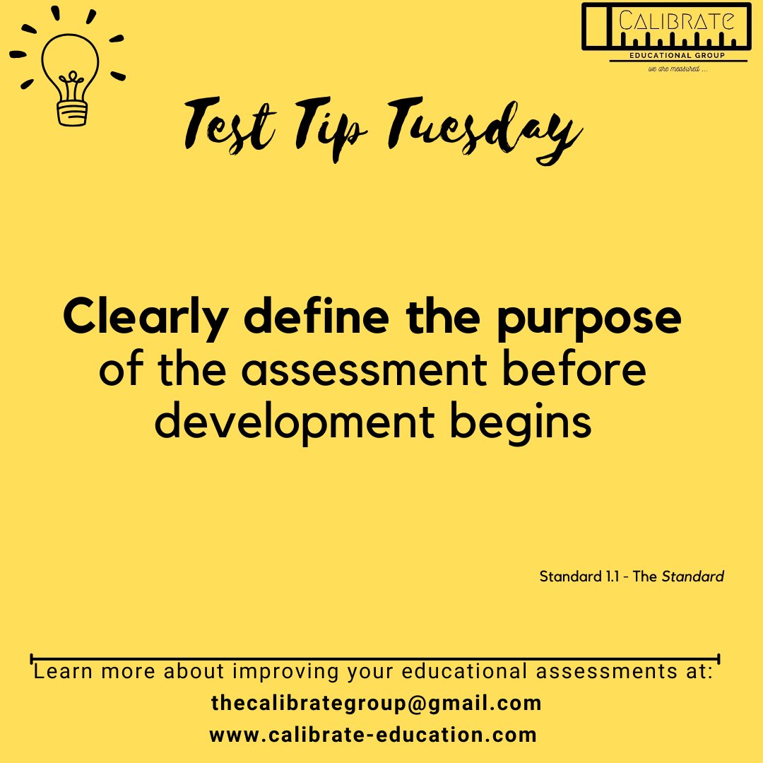 calibrateEd's tweet photo. #TestTipTuesday
Before writing a single item, define the purpose of the assessment.

What decisions will the scores inform?

Purpose drives design.
#AssessmentLiteracy #AssessmentDesign #Validity #Psychometrics https://t.co/cnGbEvrITA