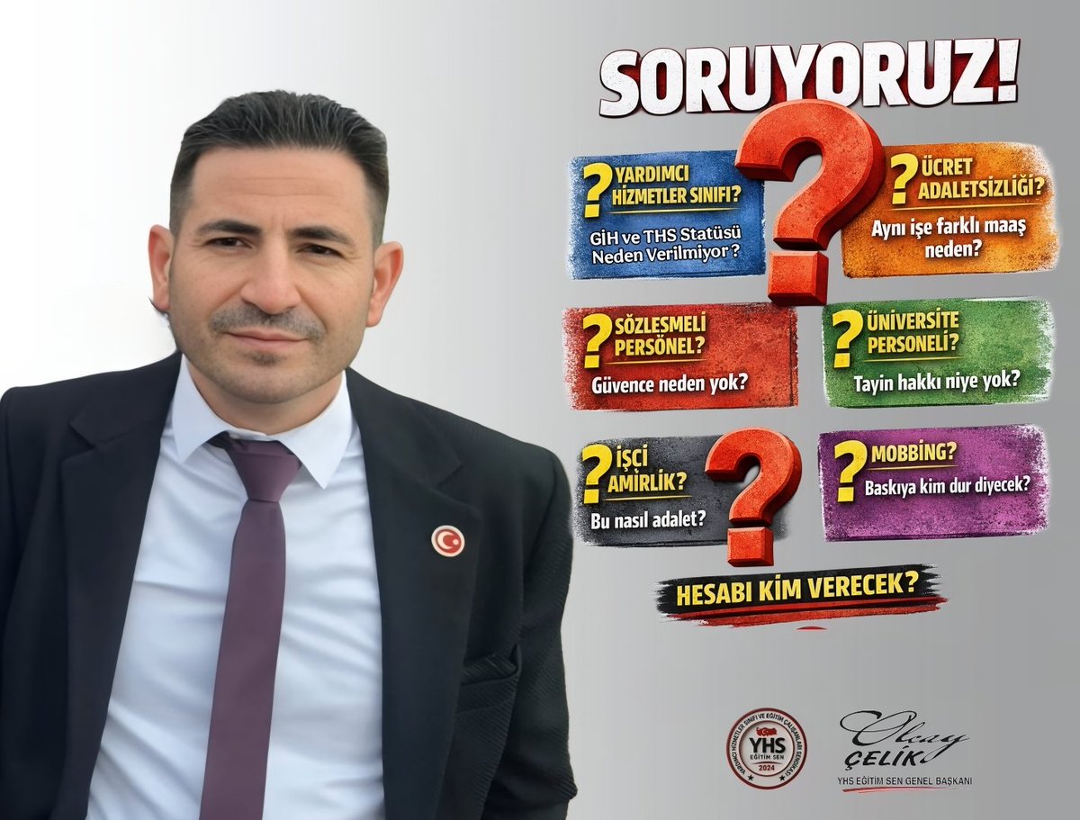 KepsenResmi's tweet photo. KAMU  KURUMLARINDA ADALETSİZLİK BÜYÜYOR – SORUYORUZ!

Yardımcı Hizmetler Sınıfı
Görev tanımı olmadan her işte çalıştırılıyor,
angaryaya maruz bırakılıyor.
Emeği yok sayılıyor.
SORUYORUZ!
Bu personelin görevi nedir, sınırı nerededir GİH ve THS statüsü neden verilmiyor ?

Ücret Adaletsizliği
Aynı kurumda, aynı işi yapan personel
farklı maaş, farklı ek ödeme alıyor.
SORUYORUZ!
Aynı emek neden farklı ücretle karşılık buluyor?

Sözleşmeli Personel
Aynı işi yapıyor ama güvencesiz.
Kadro yok, tayin yok, gelecek yok.
Sözleşme feshi tehdidiyle susturuluyor.
SORUYORUZ!
Kamu hizmeti korku üzerine mi kurulmuştur?

Üniversite Personeli
Yıllardır bulunduğu kuruma mahkûm.
Aile birliği yok sayılıyor.
SORUYORUZ!
Devlet memuru neden tayin hakkından mahrumdur?

Hukuka Aykırı Amirlik Uygulamaları
İşçi statüsündeki personel,
657’ye tabi memura amir yapılıyor.
SORUYORUZ!
Bu uygulamanın hukuki dayanağı nedir?

Mobbing
Baskı, tehdit, sindirme
bazı yöneticiler için yönetim aracı hâline gelmiş durumda.
SORUYORUZ!
Bu personele reva görülen baskının hesabını kim verecek?
Bu sorular cevapsız bırakılamaz.
Bu sorunlar görmezden gelinemez.

#YhsMeclisteÇözümBekliyor
#YardımcıHizmetlerSınıfı 

@RTErdogan @hasandogan
@eczozgurozel @csgbakanligi @MDervisogluTR @dbdevletbahceli @MevlutCavusoglu
@ErbakanFatih
@cevdetyilmaz @ComezTurhan @gamzetascier @hasanozturkmen
@melih_meric @gamzeilgezdi @aefakibaba @Mahi_Nur @mustafaelitas
@isikhanvedat
@yilmaztunc
@leylasahinusta
@avomerozmen
@oktay_saral @cenginyurt52
@Mehmetasila19 @DoganBekin
@mehmetucum
@Y_Akdogan
@drsoysal
@farukozcelikgsb
@MKalayci42
@ifarukaksu
@alikeskinkilic
@belginuygur10
@selcukktepeli
@fethigurer @selcukozdag @SalihUzunDr @avidrissahin @abdulhamitgul @memetsimsek
@Cem__Sahin @MehmedAltinoz   @ozngndgdu  @ogunstar