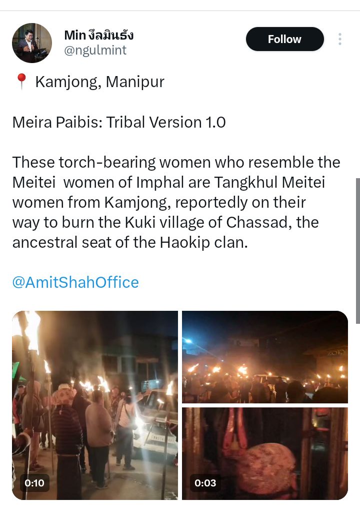 <a href="/ngulmint/">Min งึลมินธัง</a> 
Whts "Tangkhul Meitei women" btw?
Don’t try to drag us-Meiteis,into the conflict.We r exhausted with ur lies &amp; ur victim mentality. Instead of spreading lies here, focus on getting your drug-addict brothers into rehabilitation centers. They need psychiatric treatment.