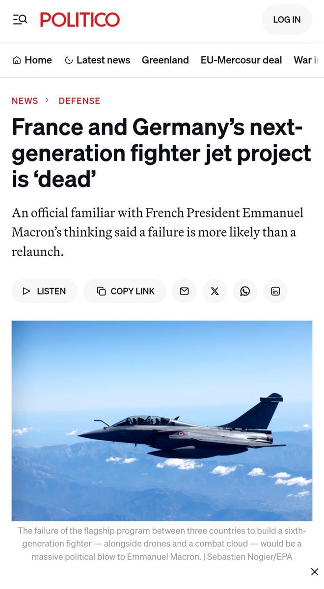 The FCAS situation shows, once again, that European leaders are not up to the moment.
They fail to grasp the seriousness of the situation, unable to find compromises.
I’m not here to say who’s right, France or Germany.
What’s needed is to wake up and put the good of Europe first.
